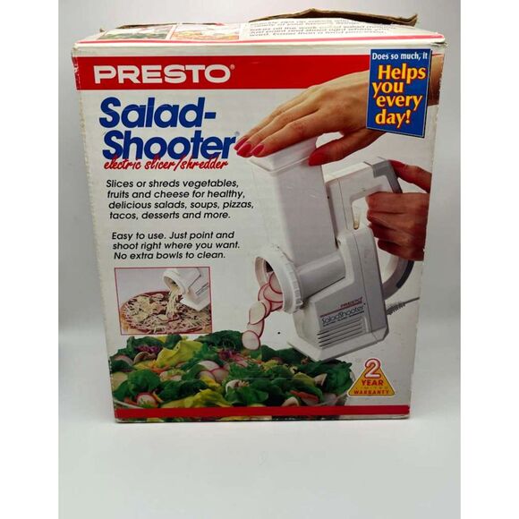Vintage Presto Electric Salad Shooter White 02910 Slicer Complete In Box Tested - Picture 7 of 9